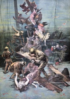 An Accident in Santander, Divers Looking for the Bodies of the Victims, 1893. Artist: Unknown