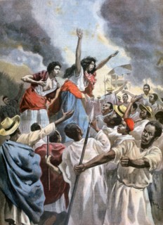 The royal princesses preaching the holy war in Madagascar, 1894. Artist: Oswaldo Tofani