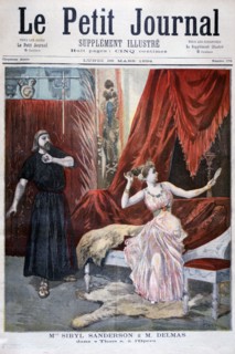 Sibyl Sanderson and Delmas in Jules Massenet 's opera Thais, Paris, 1894. Artist: Oswaldo Tofani