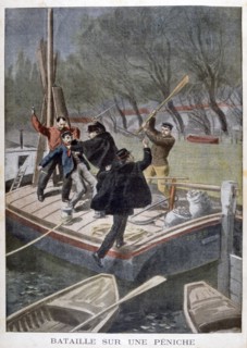 Fight on a barge, 1902. Artist: Unknown