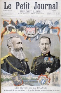King Leopold II of Belgium and Prince Nicholas of Greece and Denmark, 1895.  Artist: Oswaldo Tofani
