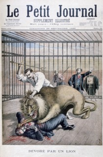 Lion attack, 1895. Artist: Henri Meyer