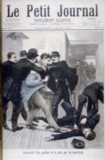 Assassination of a Policeman by an Anarchist, 1895. Artist: Lionel Noel Royer