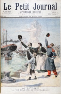 Goodbye!!, French soldiers on the way to Madagascar, 1895. Creator: F Meaulle.
