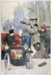 Kidnapping of a young woman in Paris, 1902. Artist: Unknown