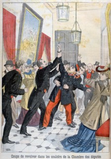 A revolver in the corridors of the chamber of deputies, Paris, 1902. Artist: Unknown