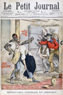 The Lynching in a prison of a black man and the assassination of a white woman tied to him, 1902. Artist: Unknown