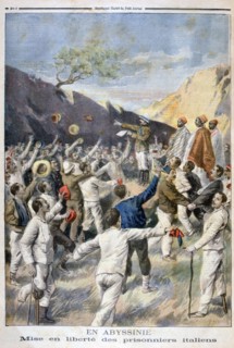 Setting free of the Italian prisoners, Abyssinia, 1896. Creator: F Meaulle.