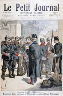 Desertion of an Alsatian squad enlisted in Germany, Duchy of Luxembourg, 1896. Artist: Georges Carrey
