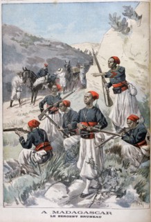 Senegalese troops, Madagascar, 1897. Creator: Oswaldo Tofani.