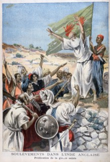 Preaching 'Holy War' during an uprising in British India, 1897. Creator: F Meaulle.