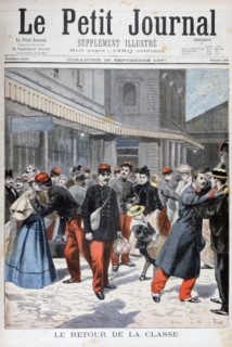 French soldiers returning home, France, 1897. Creator: Oswaldo Tofani.