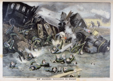Military train accident in Dorpat, Russia, 1897. Creator: F Meaulle.