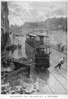 Tram accident, Sevres, Paris, 1897. Creator: F Meaulle.