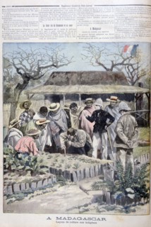 Agricultural lesson for the indigenous people of Madagascar, 1897. Creator: F Meaulle.
