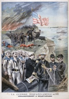 Disembarking troops at Guantanamo, Cuba, 1898.  Creator: F Meaulle.