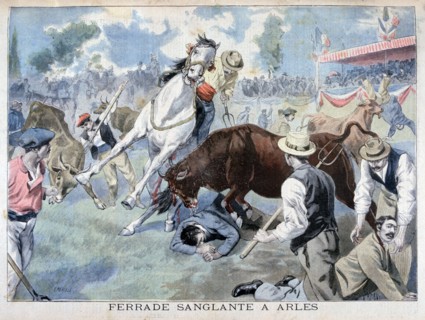 Bullfight incident, Arles, France, 1898. Creator: F Meaulle.