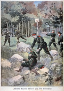 Russian officer wounded by the Prussians, Russian border, 1898. Creator: F Meaulle.