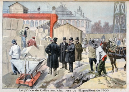 The Prince of Wales visiting the building sites for the Exposition Universelle of 1900, Paris, 1898. Creator: F Meaulle.