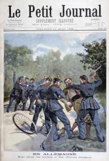 A brawl between German soldiers and Bavarian officers, Germany, 1898. Creator: F Meaulle.