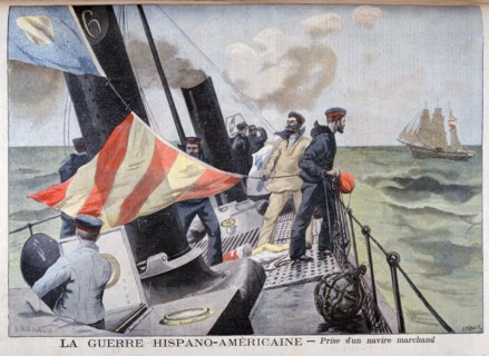 The catching of a merchant vessel, Spanish-American War, 1898. Creator: F Meaulle.