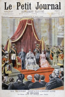 The Spainsh Queen giving a speech, Spanish-American War, 1898. Creator: F Meaulle.