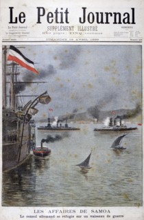 The German consul seeks refuge on a german war ship, 1899. Artist: Henri Meyer