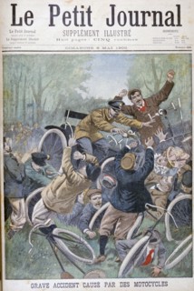 Serious accident caused by bicycles, Paris, 1900. Artist: Unknown