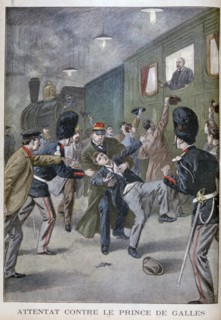 Attempted attack on Edward, Prince of Wales in Brussels, 1900. Artist: Unknown