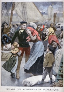Departure of the cod-fishing boats from Dunkirk, 1900. Artist: Oswaldo Tofani