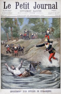 Self-sacrifice of a French cuirassier, 1900. Artist: Unknown