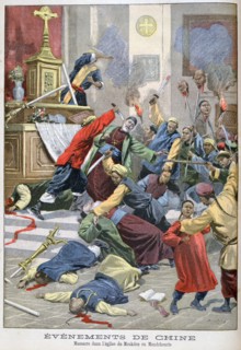 Massacre in the church of Moukden, Mandchourie, China, 1900. Artist: Eugene Damblans