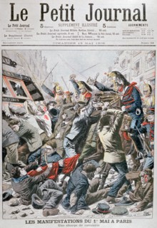 Cavalry Charge during the Demonstration for the 1st May in Paris, 1906. Artist: Unknown