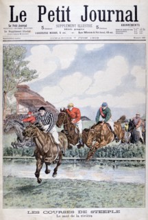 The water jump at the steeplechase, Auteuil, 1903. Artist: Unknown
