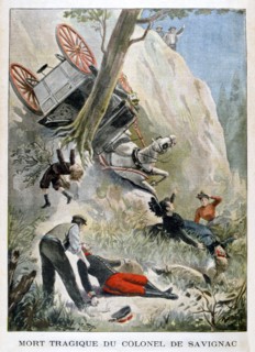 The tragic death of Colonel de Savignac, 1901. Artist: Unknown