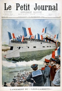 The launching of the armoured cruiser 'Leon Gambetta', France, 1901. Artist: Unknown