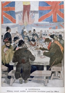 Dinner for the poor in celebration of the coronation of King Edward VII, London, 1902. Artist: Unknown