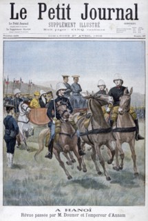 Military review by Paul Doumer and the Emperor of Annam, Hanoi, Indochina, 1902. Artist: Unknown