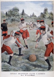 Soldiers of the French army playing football, 1902. Artist: Unknown