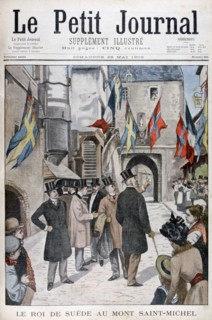 King Oscar II of Sweden visiting Mont Saint-Michel, Normandy, France, 1902. Artist: Unknown