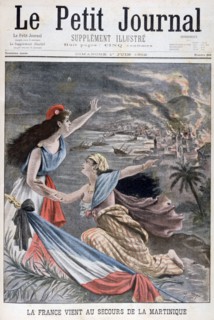 France assists Martinique, 1902. Artist: Unknown