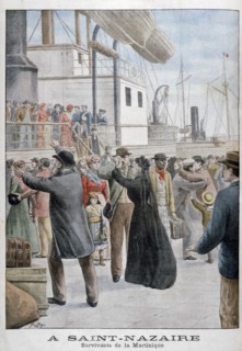 Survivors from the eruption of Mount Pelee on Martinique, Saint-Nazaire, France, 1902. Artist: Yrondy