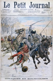 Cossacks fighting Manchus, Russo-Japanes War, 1904. Artist: Unknown