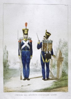 Uniform of a regiment of light infantry, France, 1823.  Artist: Charles Etienne Pierre Motte