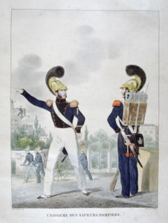 Uniform of military sapper-firemen, France, 1823. Artist: Charles Etienne Pierre Motte