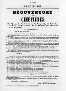 Reouverture des Cimetieres, from French Political posters of the Paris Commune,  May 1871. Artist: Unknown