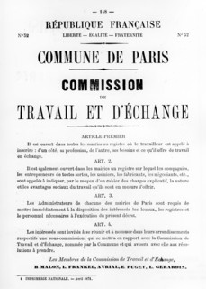 Travail et D'Echange, from French Political posters of the Paris Commune,  May 1871. Artist: Unknown
