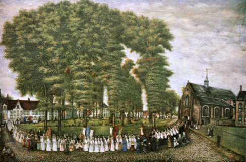 'A Procession in Bruges at the End of the 19th Century,' 19th century. Artist: Unknown
