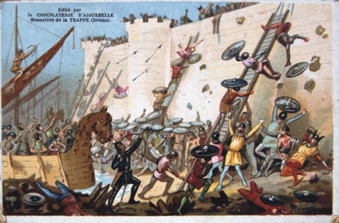 Siege of Paris by the Normans,19th Century. Colour Lithograph. Private collection. Creator: Unknown.