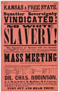Poster against slavery in Kansas, 19th century. Artist: Unknown